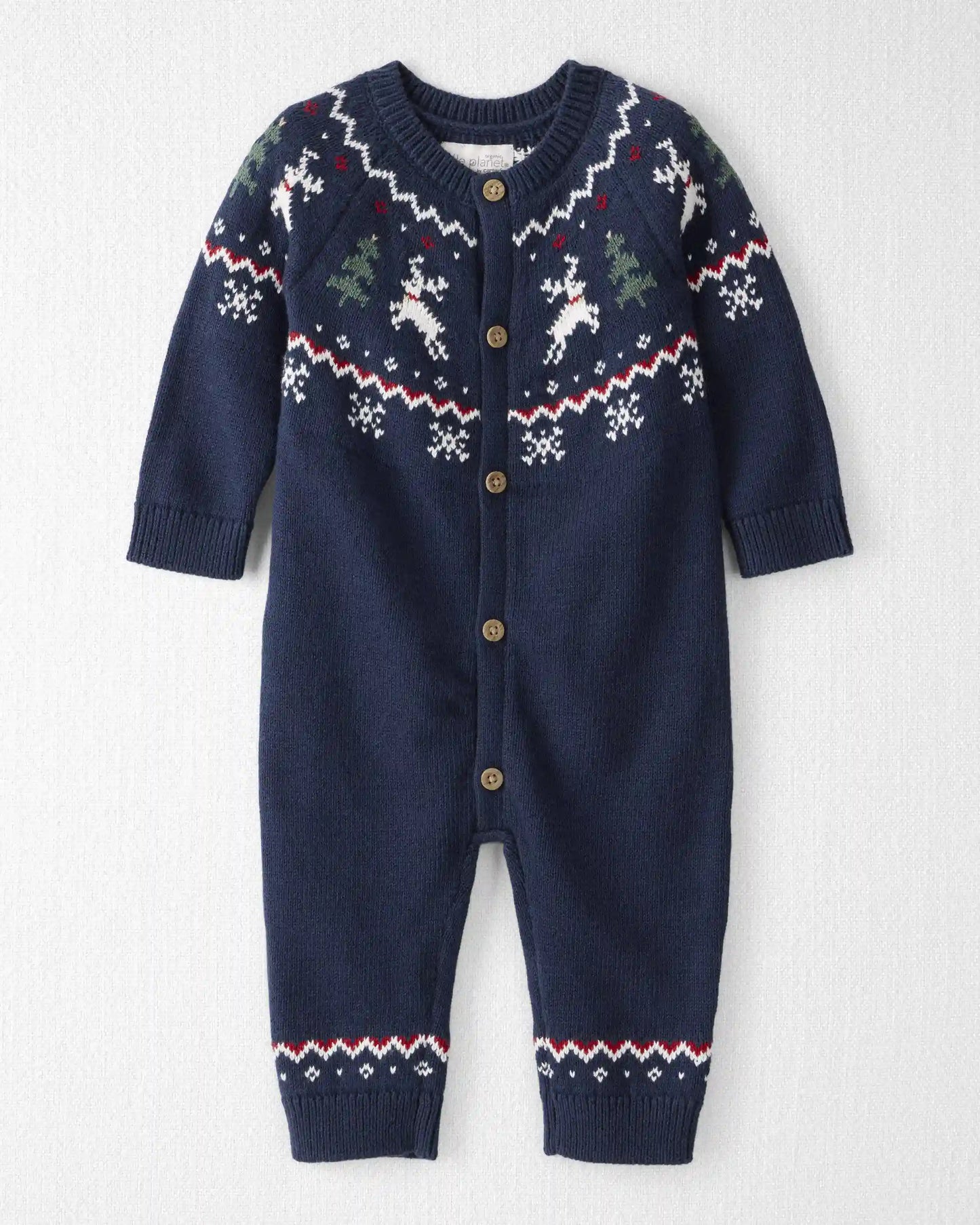 Baby Organic Cotton Fair Isle Sweater Knit Jumpsuit