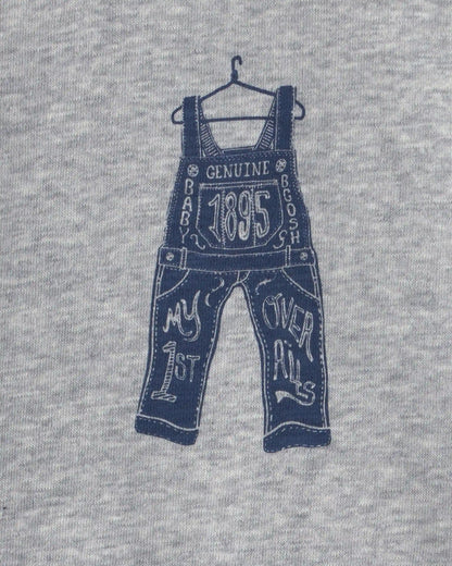 Baby Boy Overall French Terry Sweater - Grey