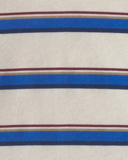 Baby Boy 2-Piece Striped French Terry Long-Sleeve Overall Set - Indigo/Cream