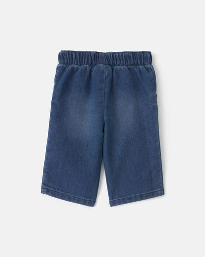 Baby Girl Floral Denim Jeans - Medium Wash