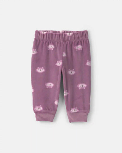 Baby Girl 3-Piece Fox Long-Sleeve Top & Pant Set - Purple