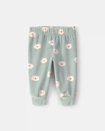 Baby Girl 3-Piece Bear Long-Sleeve Top & Pant Set - Green