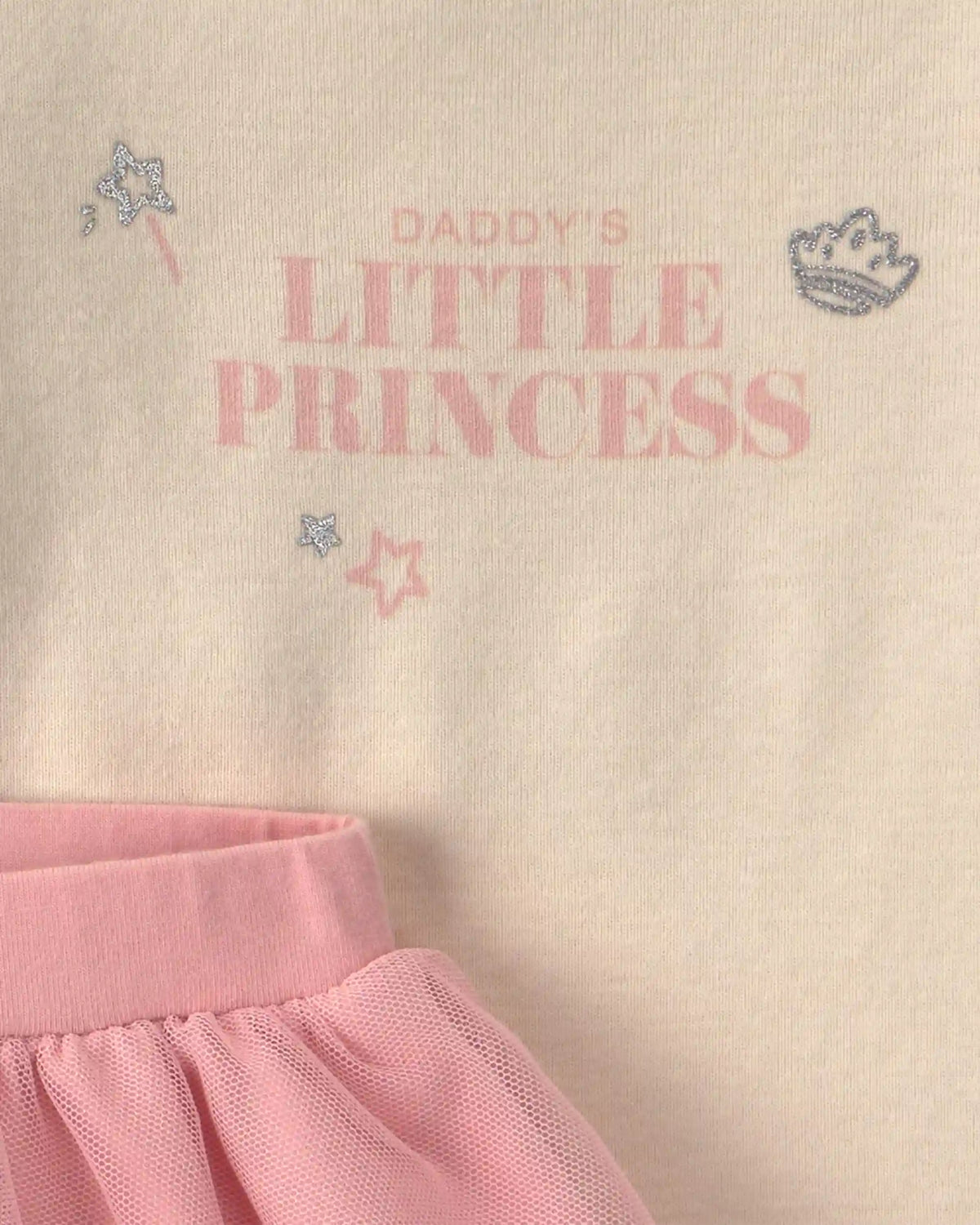 Baby Girl 2-Piece 'Daddy's Little Princess' Long-Sleeve Bodysuit & Tulle Pant Set - Pink/Cream