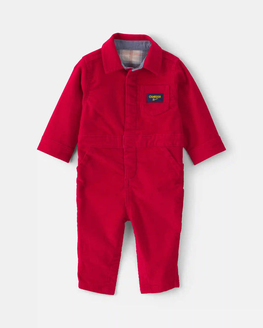 Baby Boy Corduroy Long-Sleeve Jumpsuit - Red
