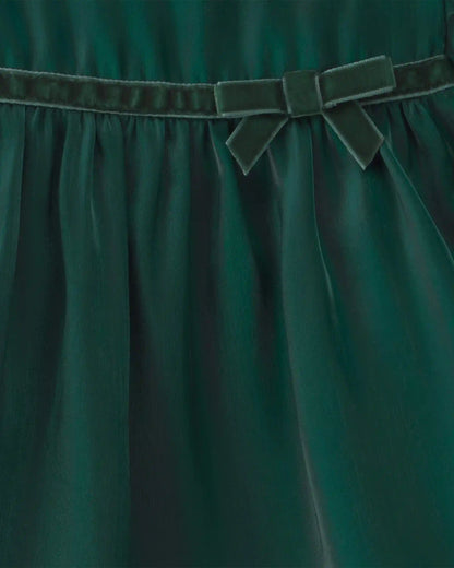 Baby Girl Poplin Short-Sleeve Dress - Green