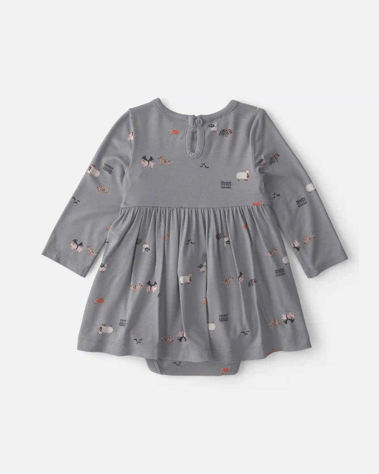 Baby Girl Halloween PurelySoft™ Long-Sleeve Bodysuit Dress - Grey