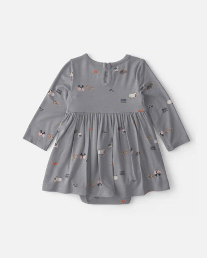 Baby Girl Halloween PurelySoft™ Long-Sleeve Bodysuit Dress - Grey