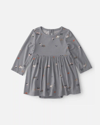 Baby Girl Halloween PurelySoft™ Long-Sleeve Bodysuit Dress - Grey