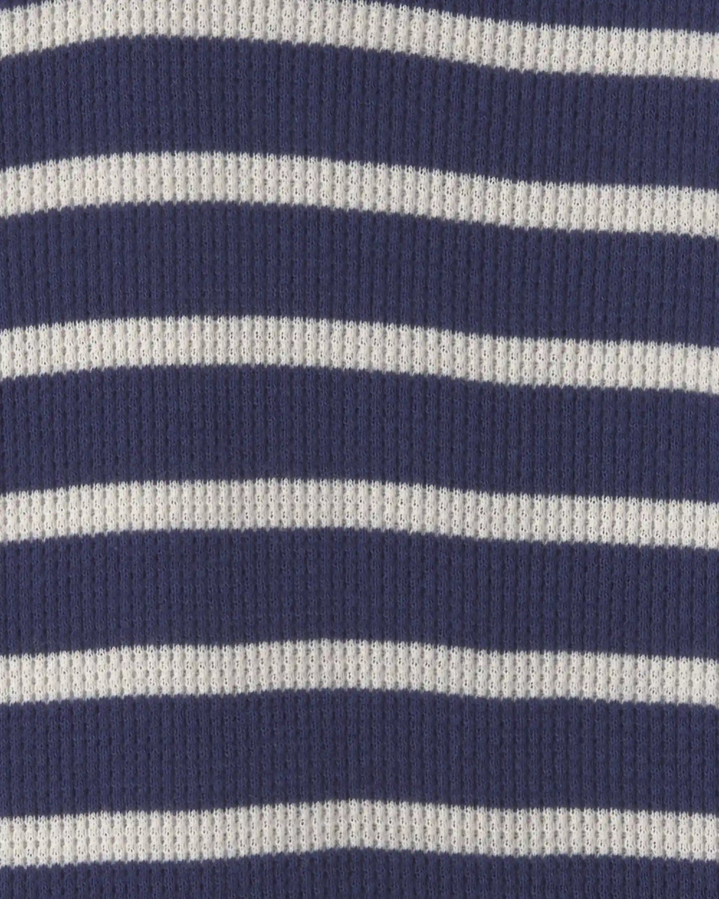 Baby Boy Striped Thermal Long-Sleeve Jumpsuit - Navy Blue
