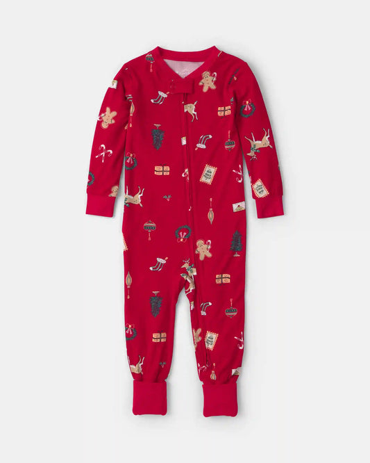 Baby 1-Piece Christmas PurelySoft™ Snug Fit Pajama - Red