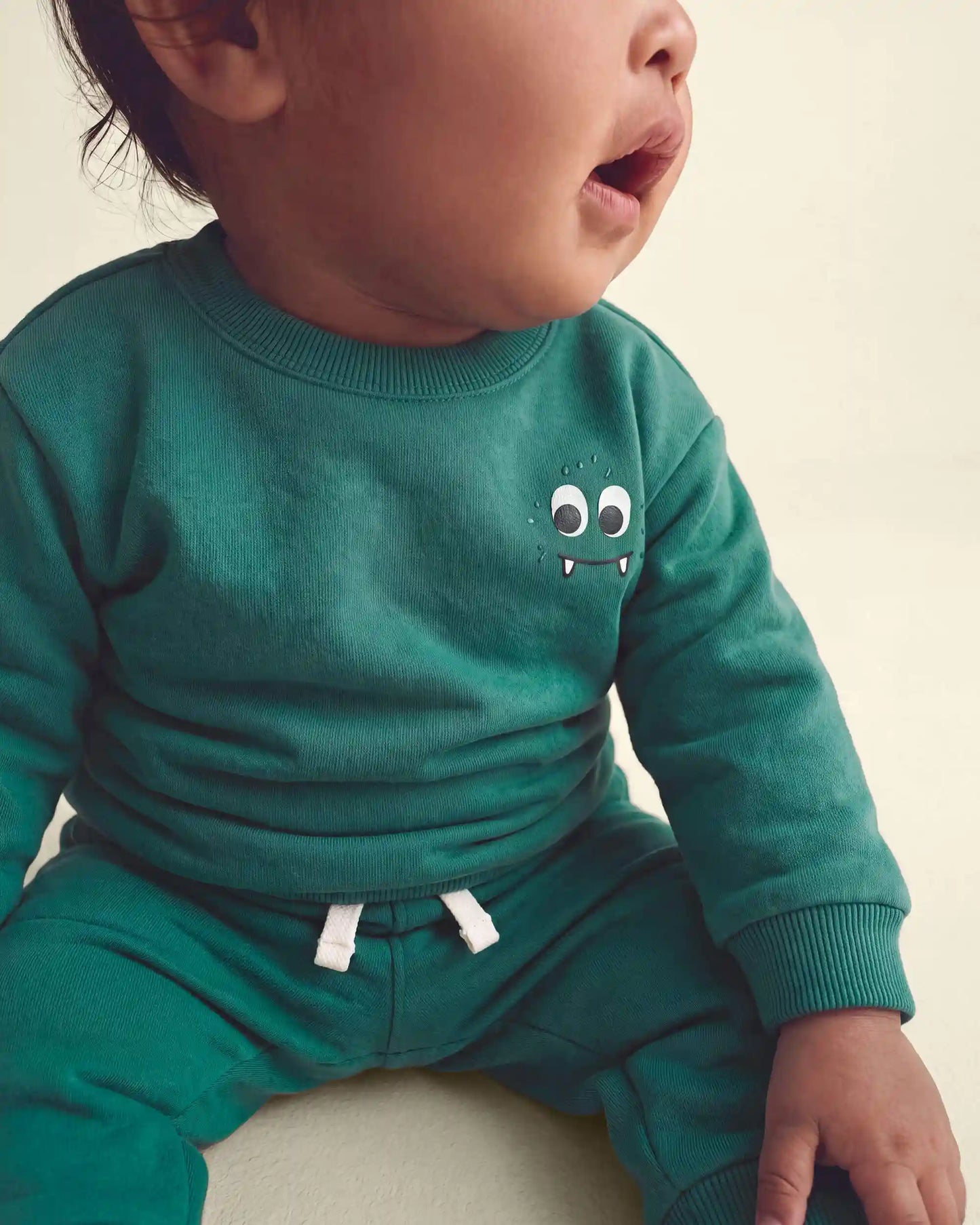 Baby Boy Monster Fleece Pullover Sweatshirt - Green