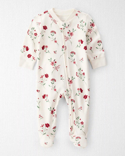 Baby Girl Organic Cotton Sleep & Play Pajamas in Rosethorn Hollow