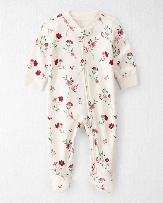 Baby Girl Organic Cotton Sleep & Play Pajamas in Rosethorn Hollow