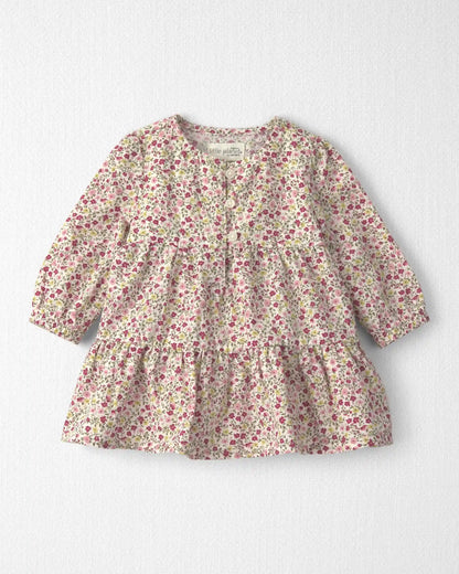 Baby Girl Organic Cotton Dobby Dress in Floral