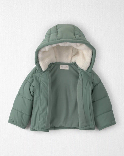 Baby Recycled Teddy Fleece Hooded Puffer Jacket