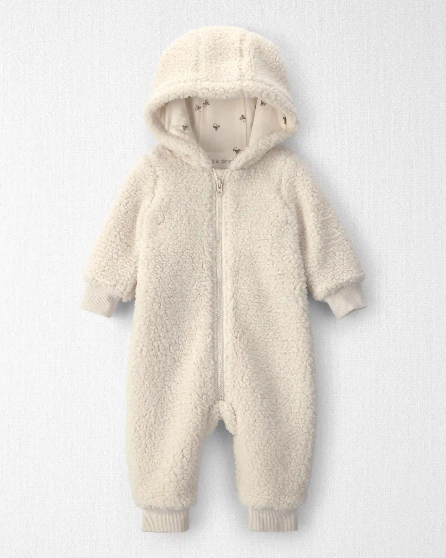 Baby Recycled Teddy Fleece Hooded Jumpsuit