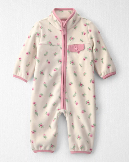 Baby Girl Recycled Mircofleece Jumpsuit in Radiant Rose