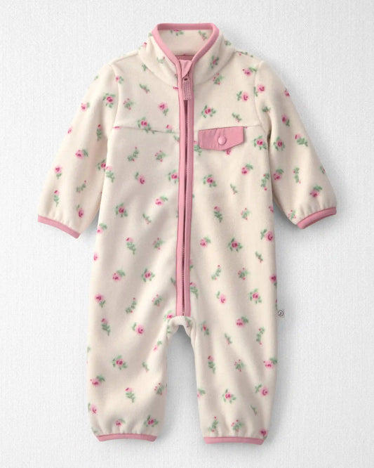 Baby Girl Recycled Mircofleece Jumpsuit in Radiant Rose
