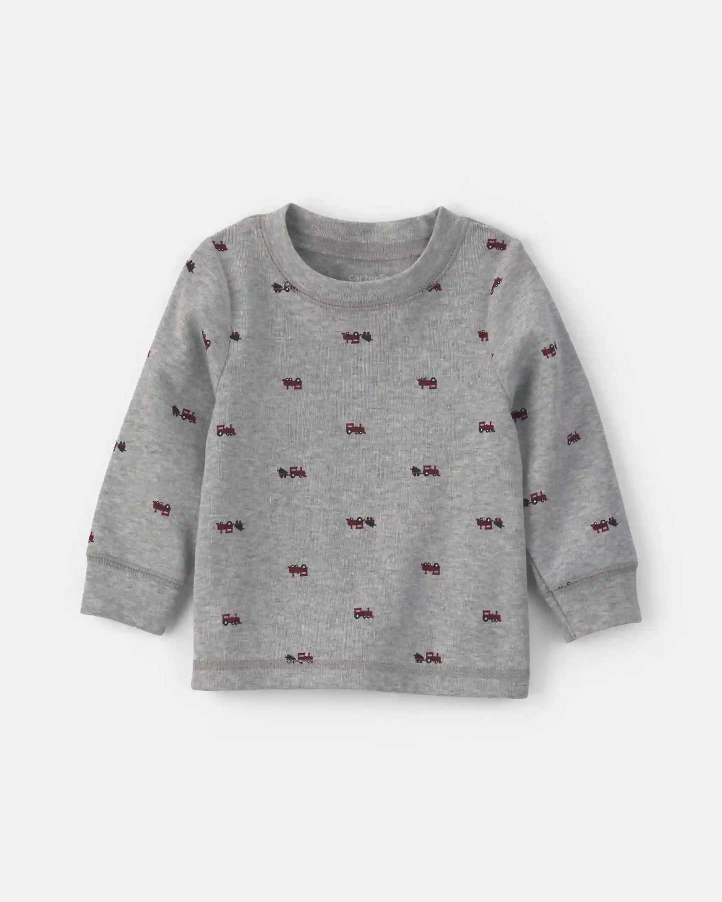 Baby Boy 2-Piece Holiday Corduroy Long-Sleeve Overall Set - Burgundy/Grey