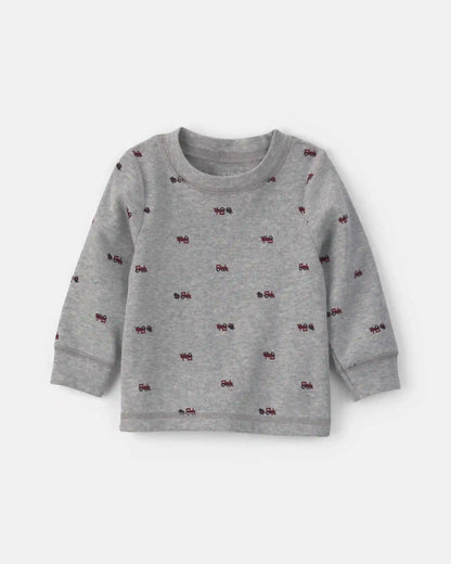 Baby Boy 2-Piece Holiday Corduroy Long-Sleeve Overall Set - Burgundy/Grey