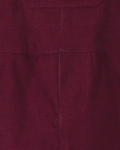 Baby Boy 2-Piece Holiday Corduroy Long-Sleeve Overall Set - Burgundy/Grey