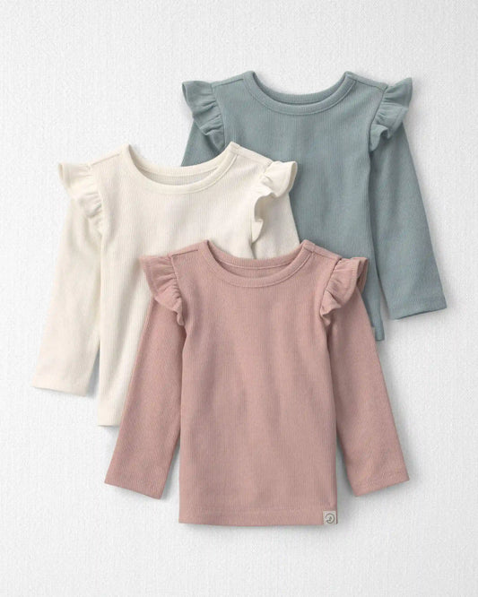 Baby Girl 3-Pack Organic Cotton Rib Slim Fit Tops