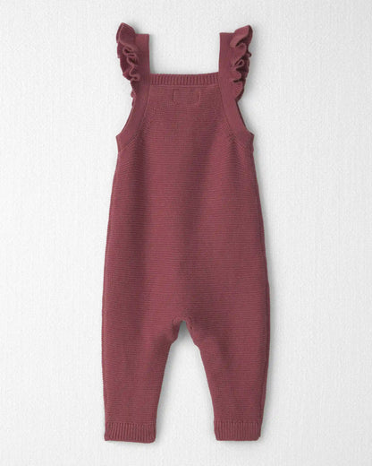 Baby Girl Organic Cotton Sweater Knit Overalls