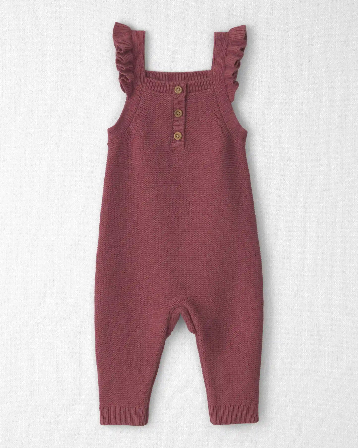 Baby Girl Organic Cotton Sweater Knit Overalls