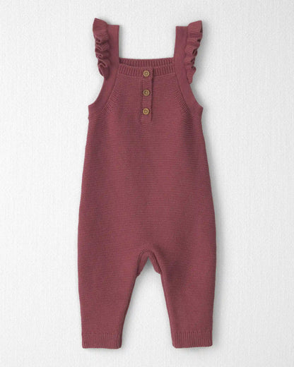 Baby Girl Organic Cotton Sweater Knit Overalls