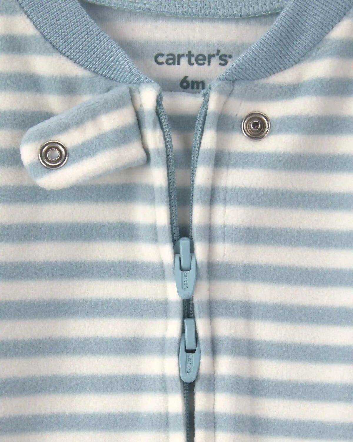 Baby Milk & Cookies Striped Fleece 2-Way Zip Sleep & Play Pajamas - Blue