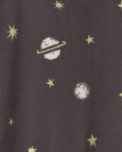 Baby Boy 1-Piece Space 2-Way Zip Fleece Loose Fit Footed Pajama - Black