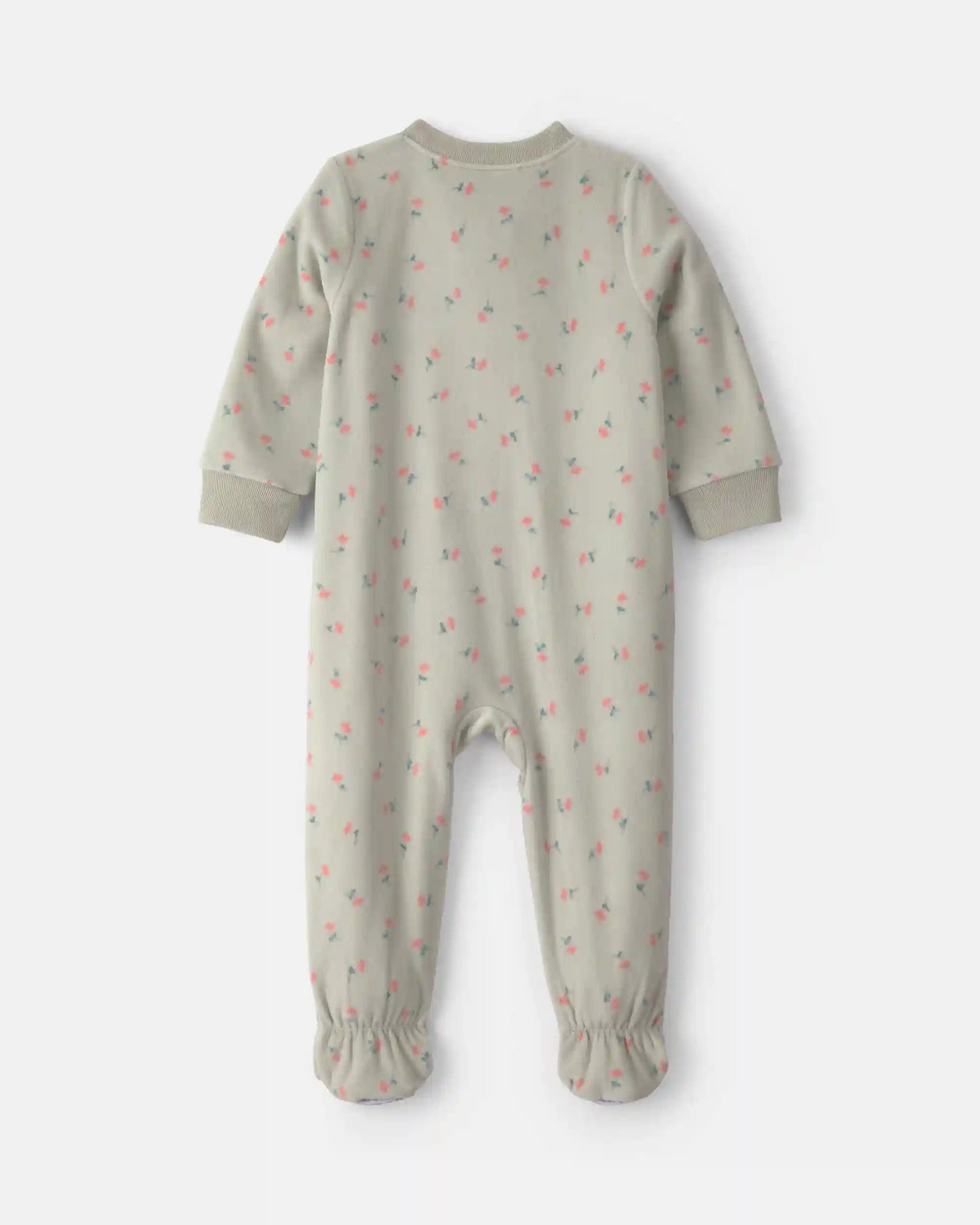 Baby Girl 1-Piece Heart 2-Way Zip Fleece Loose Fit Footed Pajama - Green