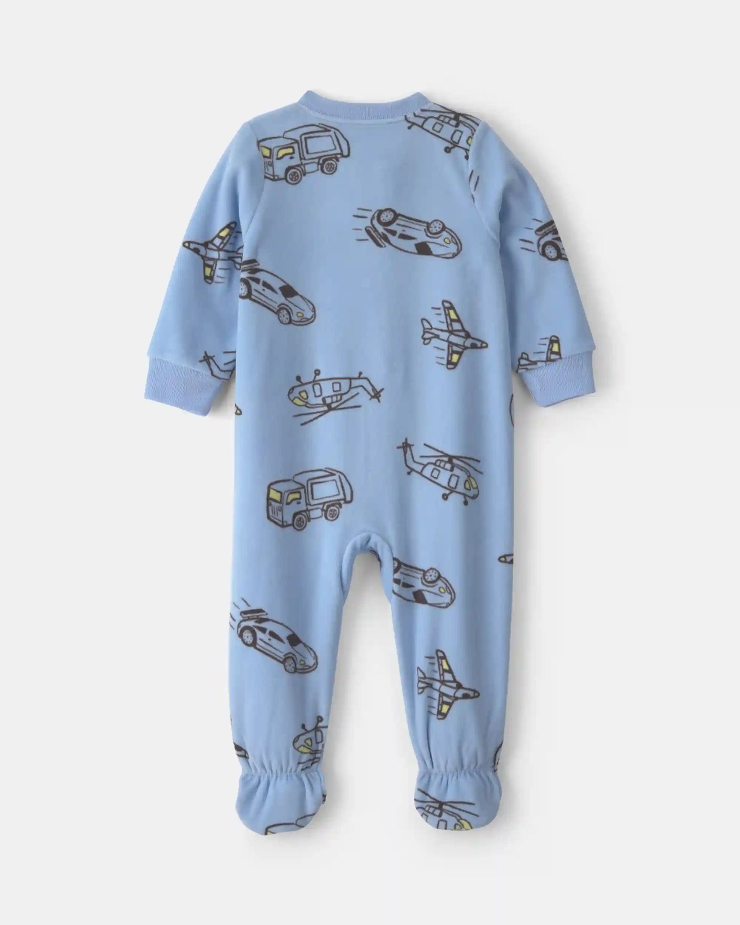 Baby Boy 1-Piece Racecar 2-Way Zip Fleece Loose Fit Footed Pajama - Blue/Green