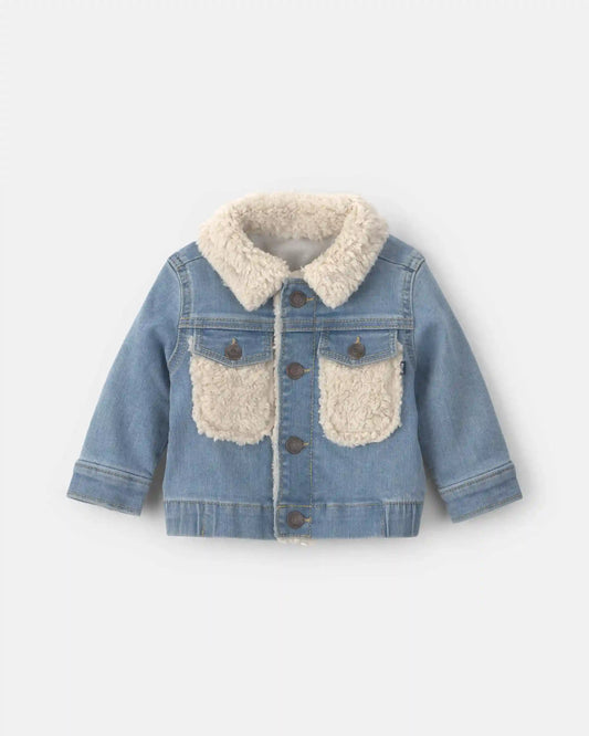 Baby Teddy Fleece-Lined Denim Jacket - Medium Wash