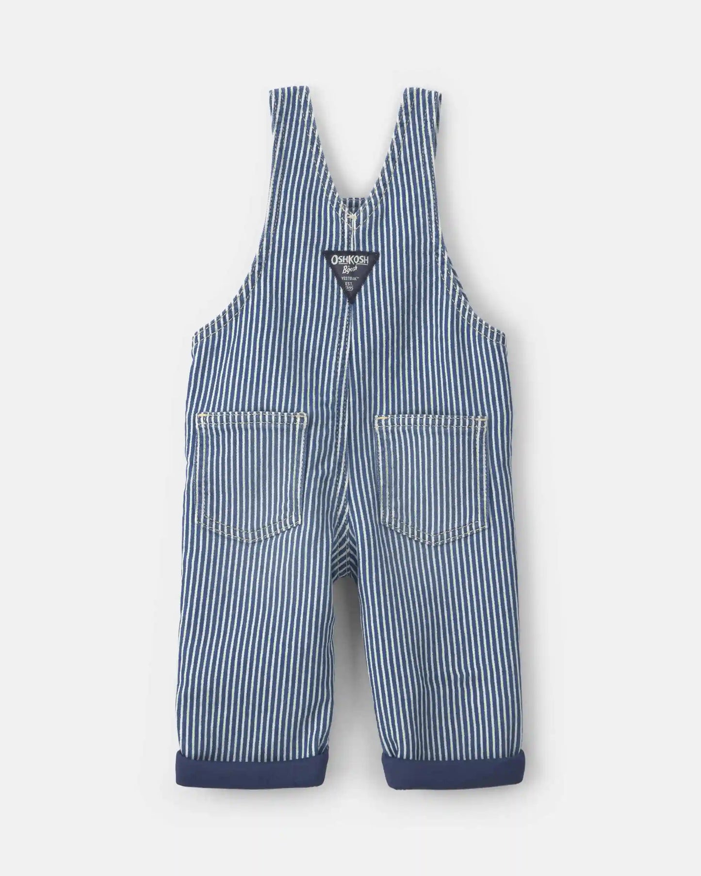 Baby Hickory Stripe Overalls - Blue/Grey