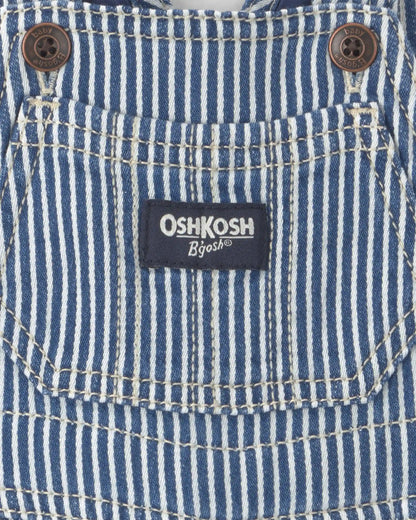 Baby Hickory Stripe Overalls - Blue/Grey