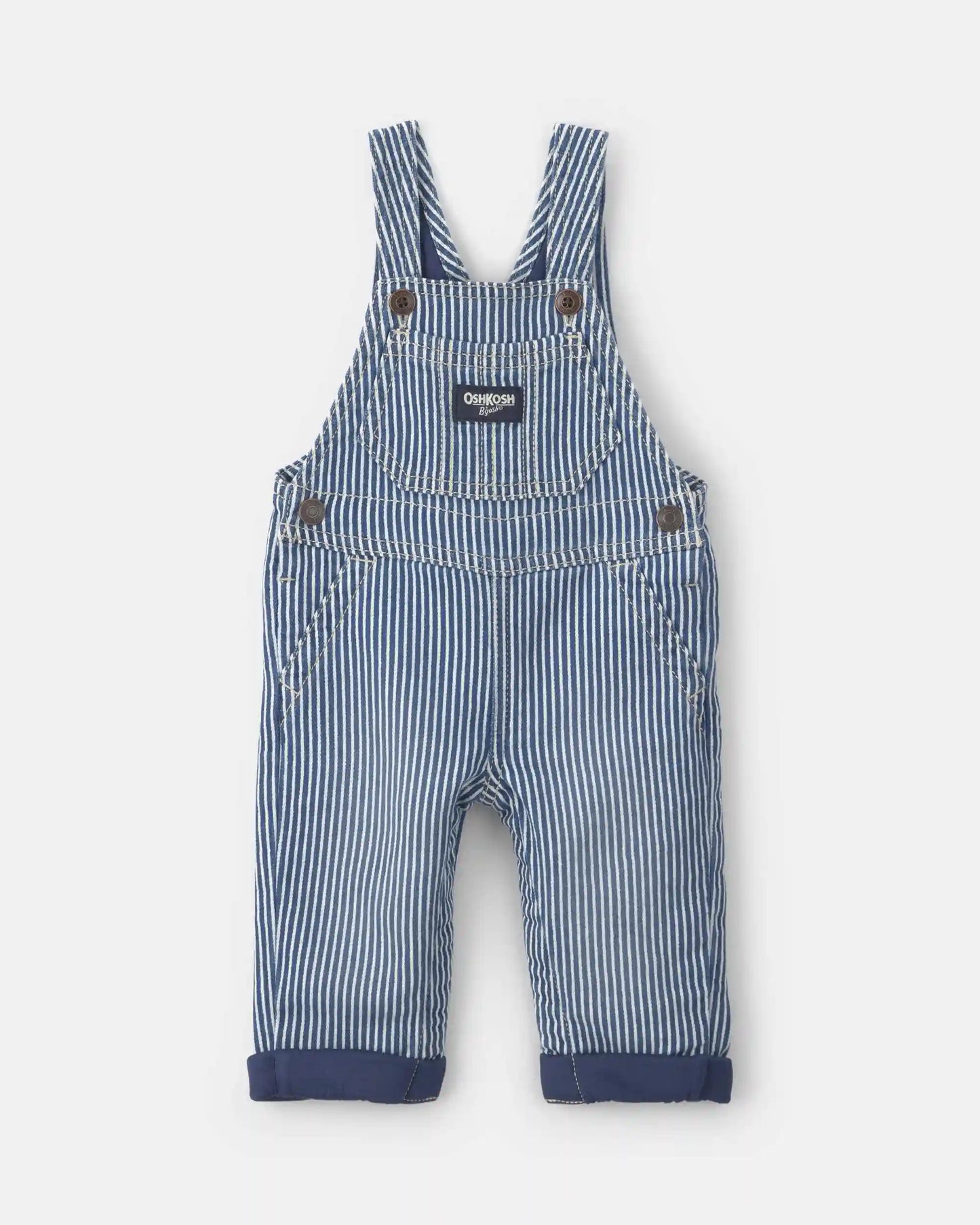 Baby Hickory Stripe Overalls - Blue/Grey