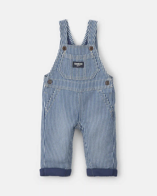 Baby Hickory Stripe Overalls - Blue/Grey