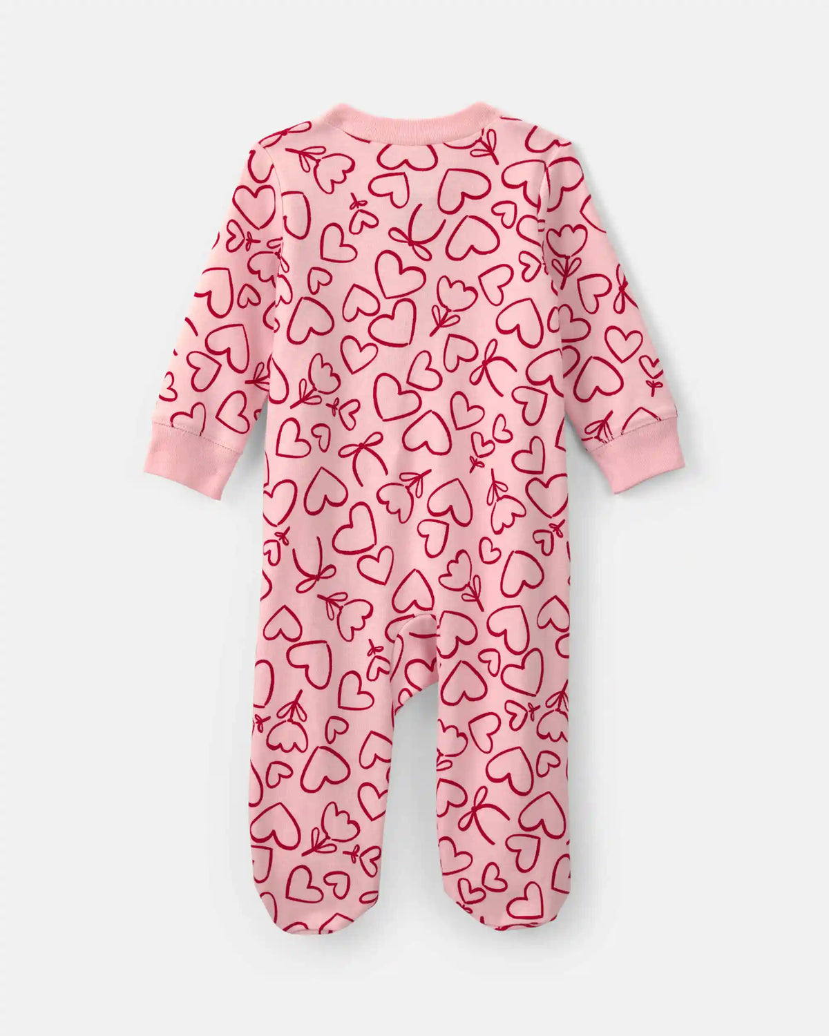 Baby Girl 2-Way Zip Valentine's Day Cotton Sleep & Play Pajamas - Pink