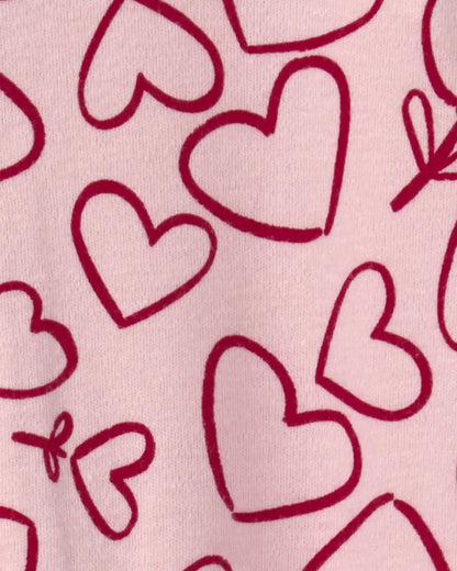 Baby Girl 2-Way Zip Valentine's Day Cotton Sleep & Play Pajamas - Pink
