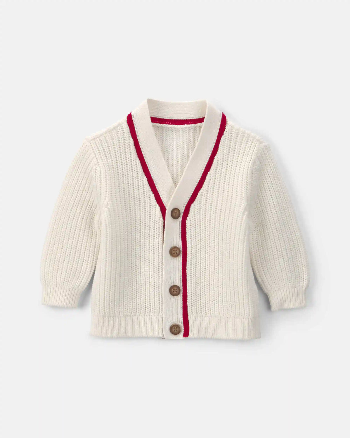 Baby Pinstripe Long-Sleeve Cardigan Sweater - White/Red