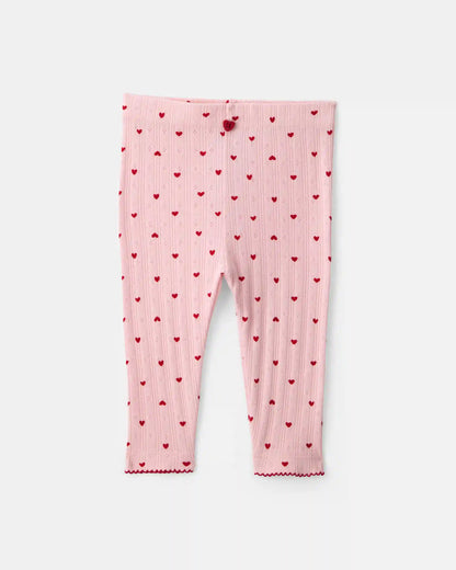 Baby Girl 2-Piece Heart Pointelle Long-Sleeve Bodysuit & Pant Set - Pink