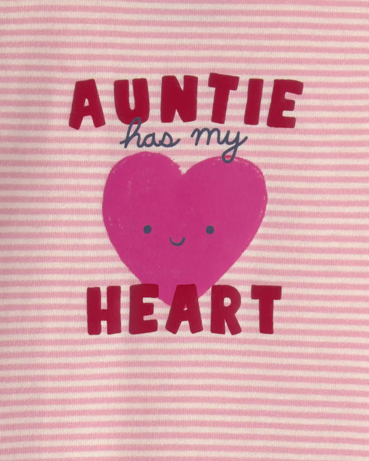 Baby Girl 'Auntie Has My Heart' Striped Long-Sleeve Graphic Bodysuit - Pink