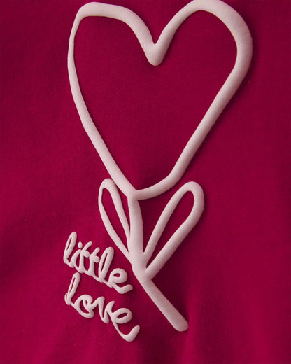 Baby Girl 2-Piece 'Little Love' Valentine's Day French Terry Top & Pant Set - Red/Pink
