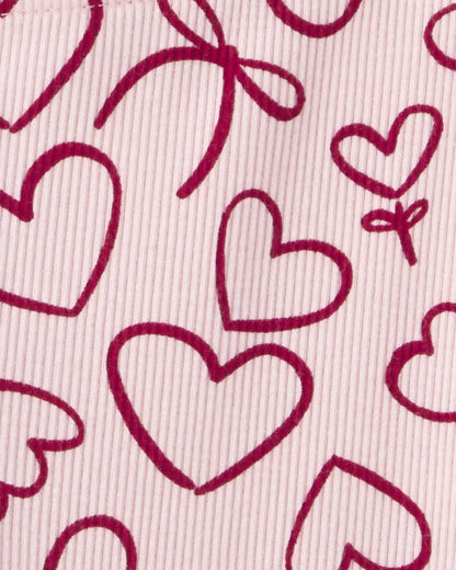Baby Girl 2-Piece 'Little Love' Valentine's Day French Terry Top & Pant Set - Red/Pink