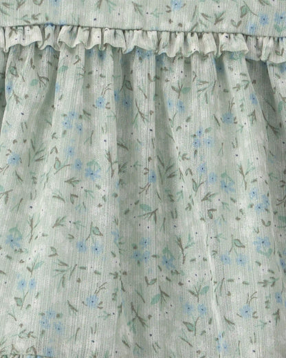 Baby Girl Floral Occasion Dress - Green