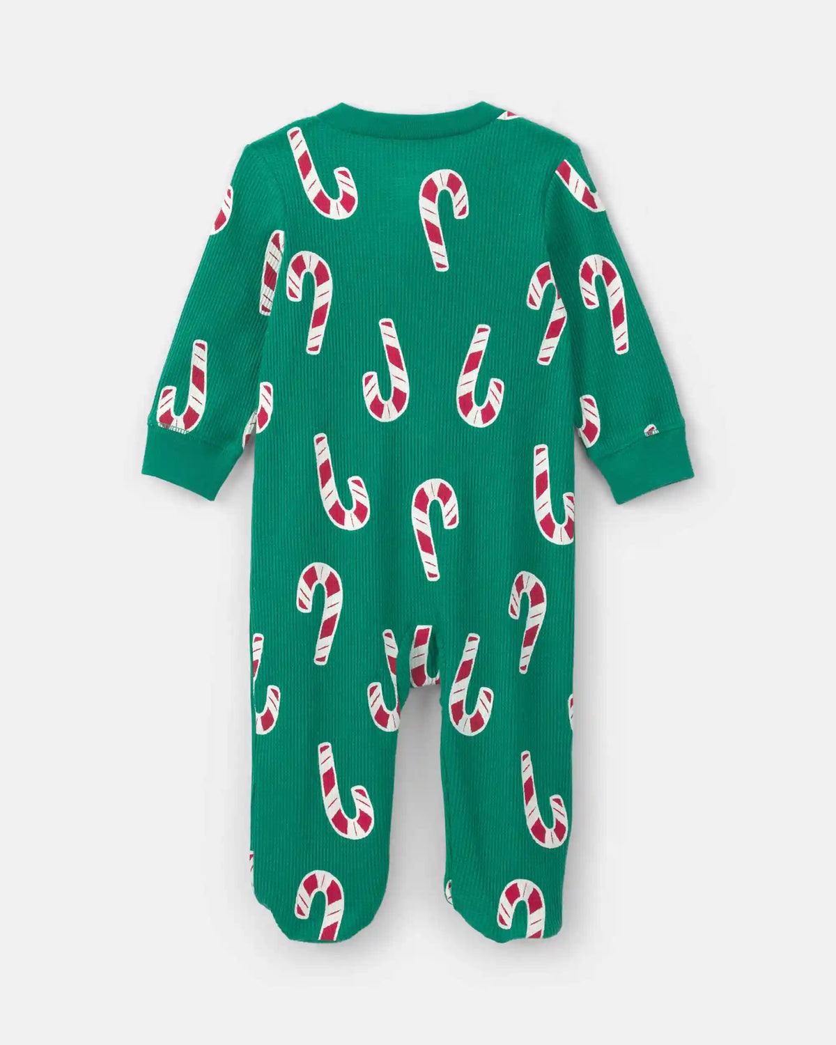 Baby Boy Candy Cane Christmas Thermal Sleep & Play Pajamas - Green