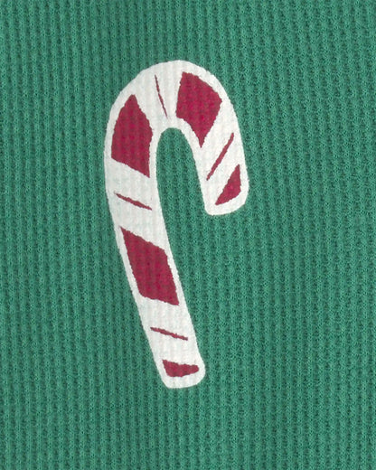 Baby Boy Candy Cane Christmas Thermal Sleep & Play Pajamas - Green