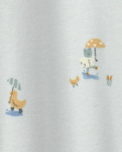 Baby 2-Way Zip Frog & Duck Cotton Sleep & Play Pajamas - Green