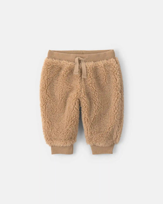 Baby Teddy Fleece Joggers - Brown